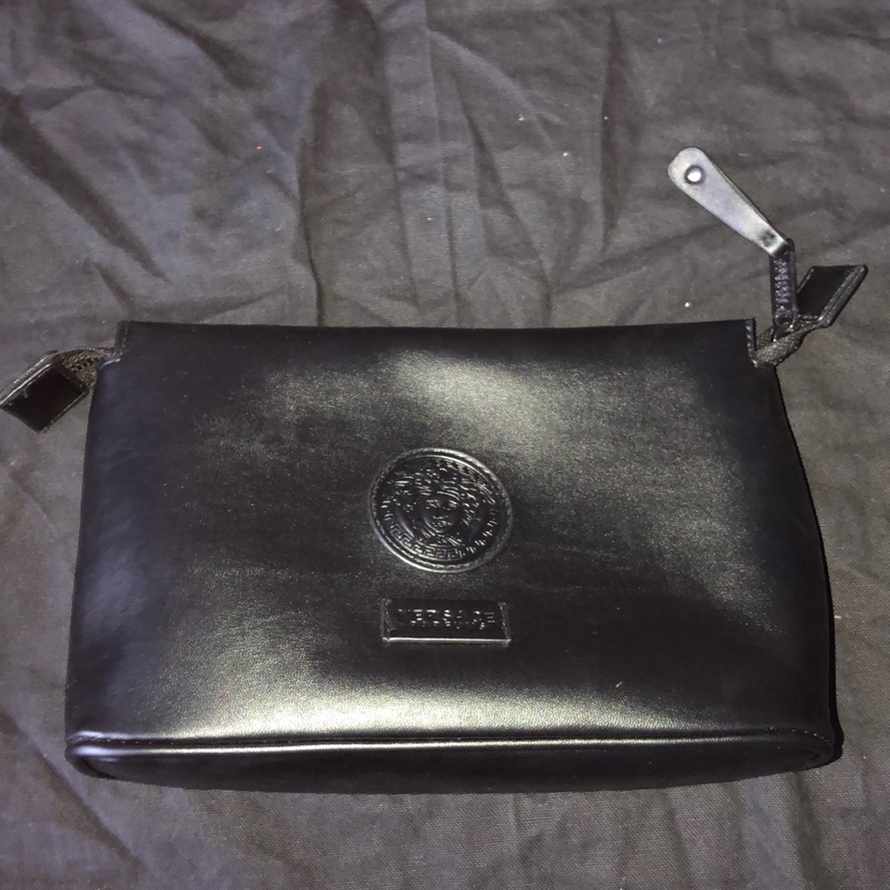 Versace leather travel cosmetic bag